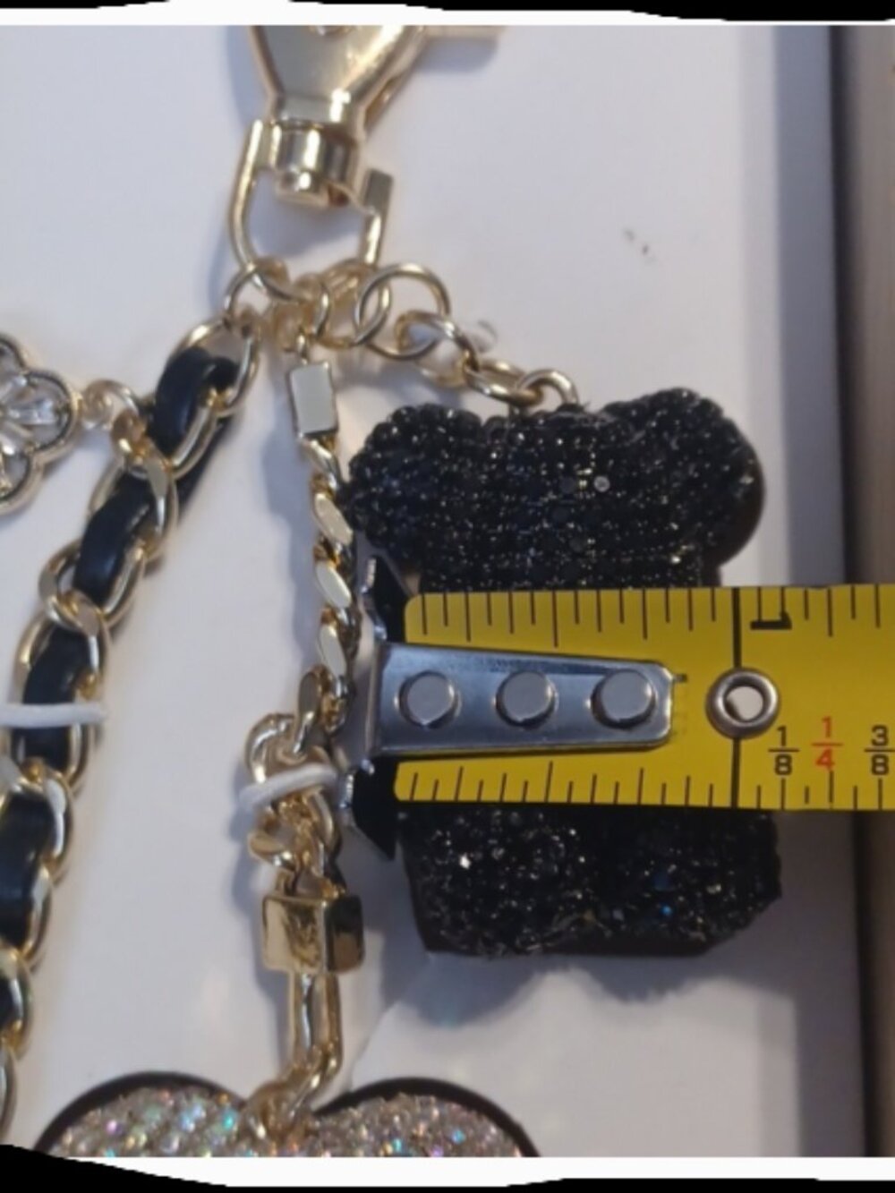 EyeCandy Los Angeles Rhinestone Heart, Teddy & Charms Hand Bag Dangle NIP - Picture 5 of 6